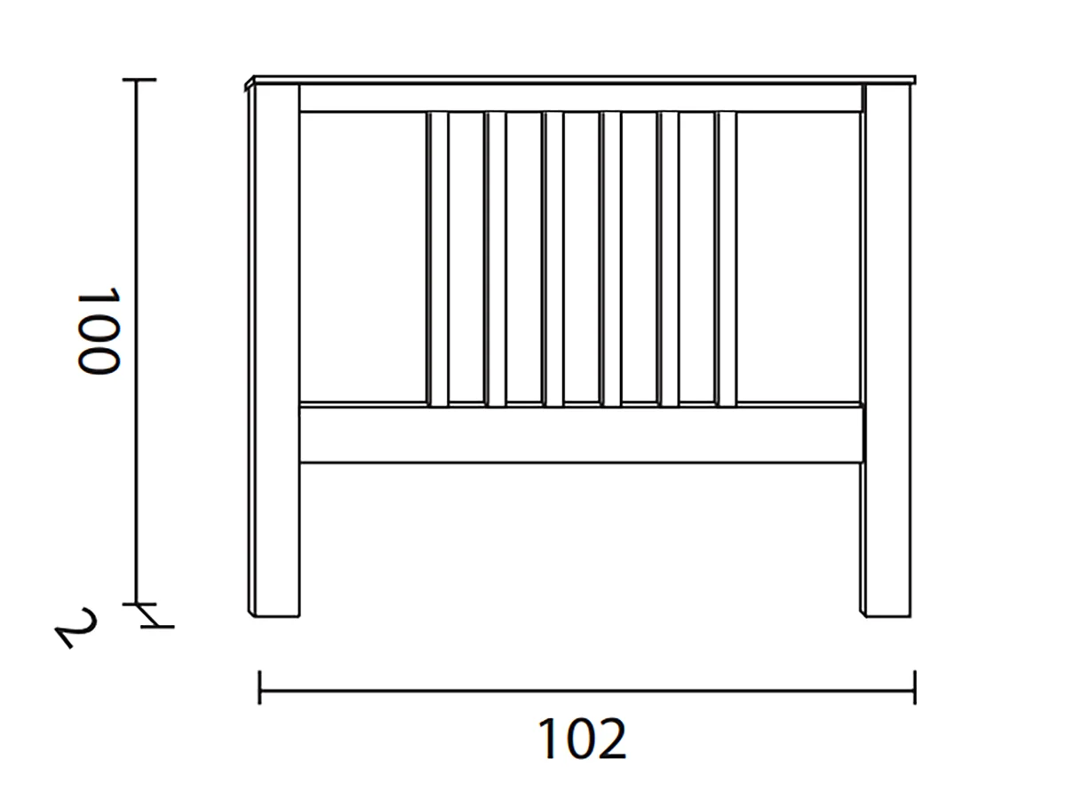 Tête de lit enfant en pin Massif coloris blanc - Longueur 102 x Profondeur 2 x Hauteur 100 cm