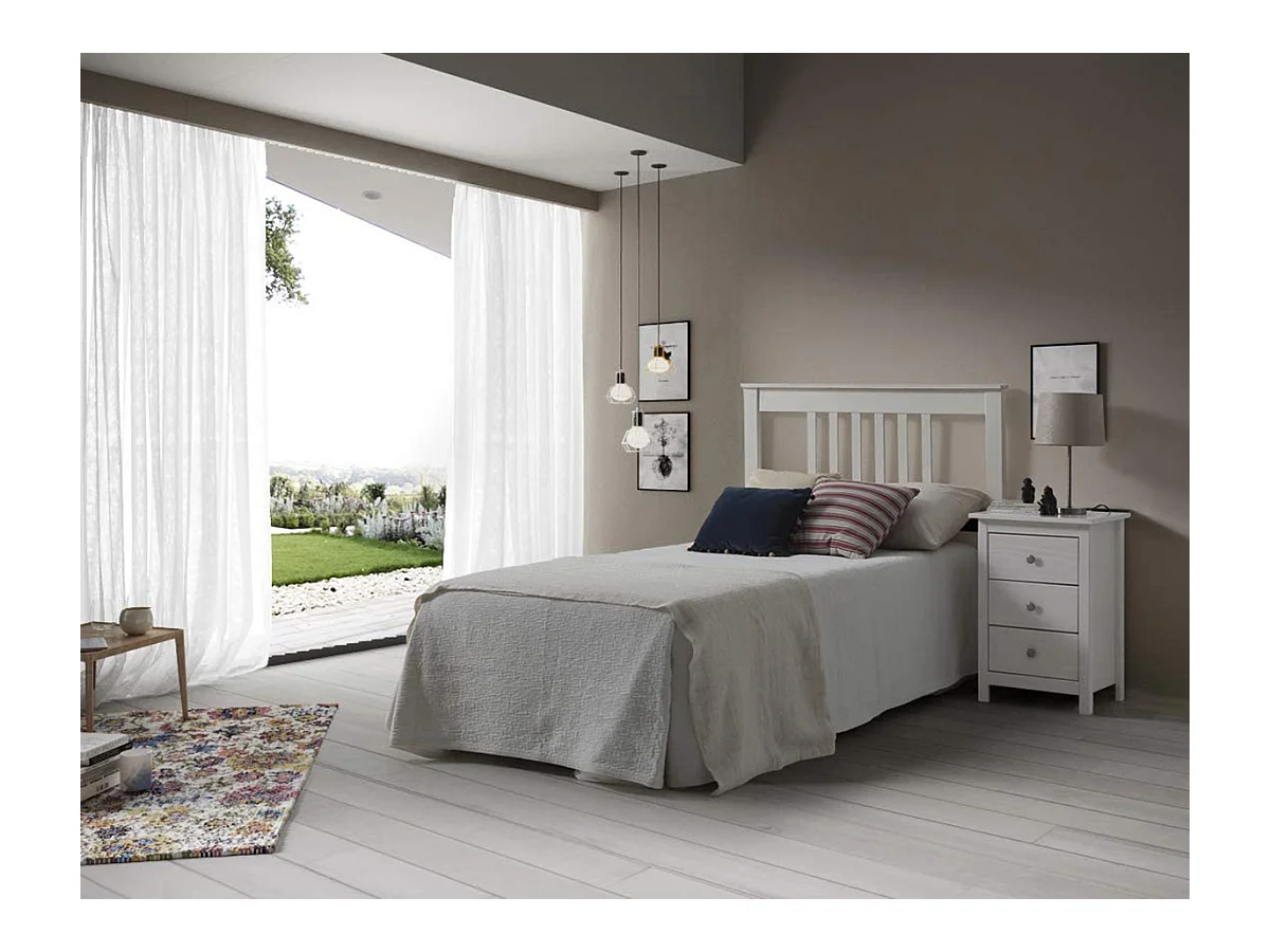 Tête de lit enfant en pin Massif coloris blanc - Longueur 102 x Profondeur 2 x Hauteur 100 cm