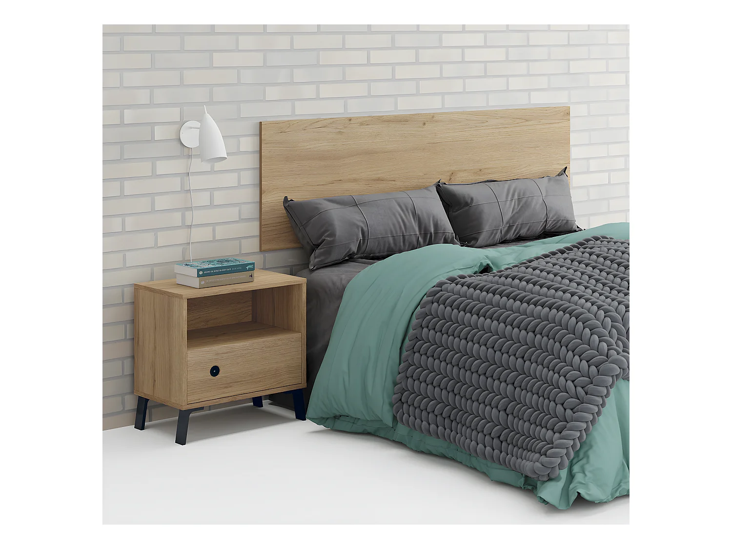 Tête de lit adulte coloris chêne doré - Hauteur 50 x Longueur 160 x Profondeur 1.6 cm