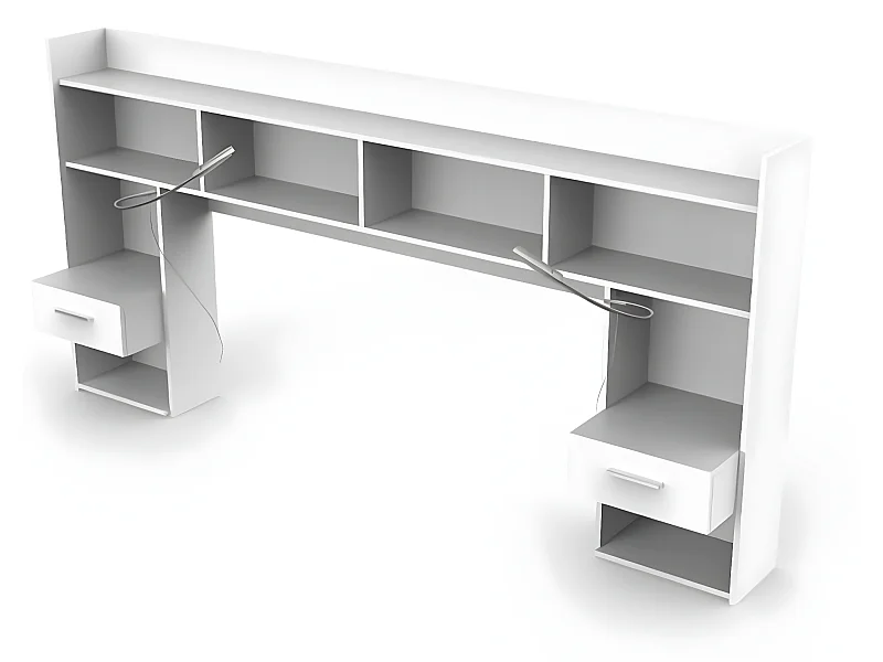 Environnement de lit coloris blanc mat - 221,8 x 108,5 x 37,6 cm