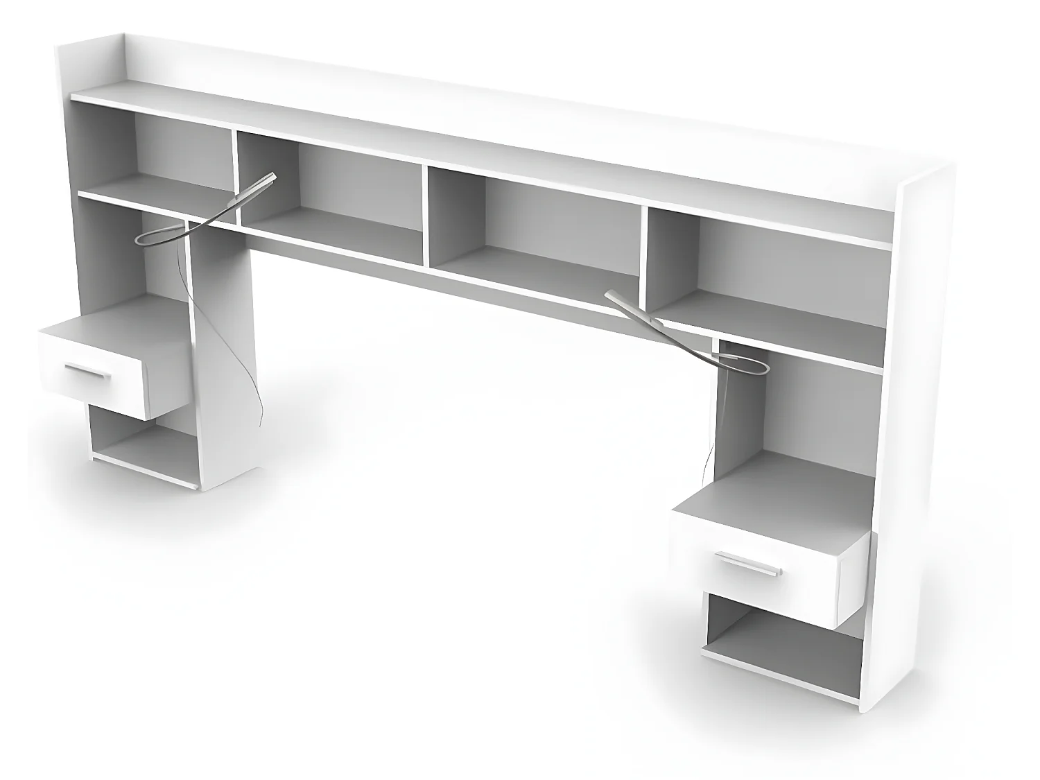 Environnement de lit coloris blanc mat - 221,8 x 108,5 x 37,6 cm