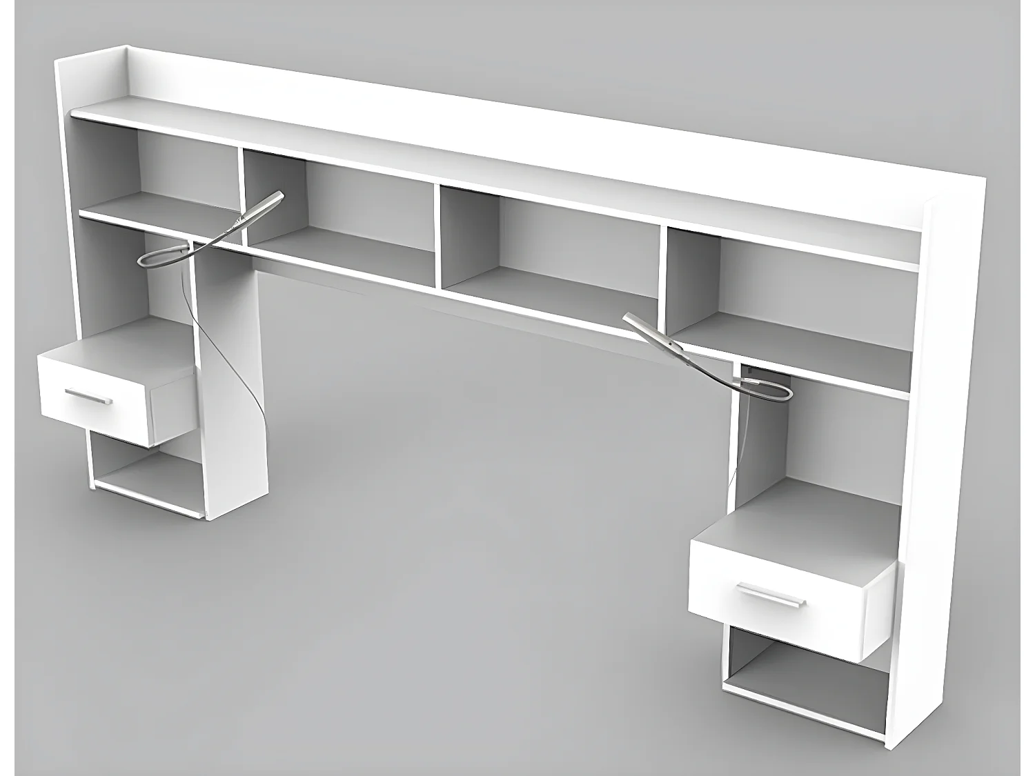 Environnement de lit coloris blanc mat - 221,8 x 108,5 x 37,6 cm