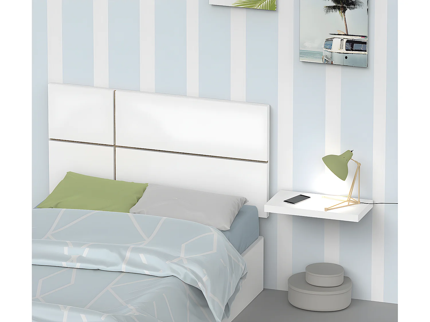 Tête de lit enfant coloris blanc / Cambrian - Hauteur 50 x Longueur 100 x Profondeur 3.2 cm