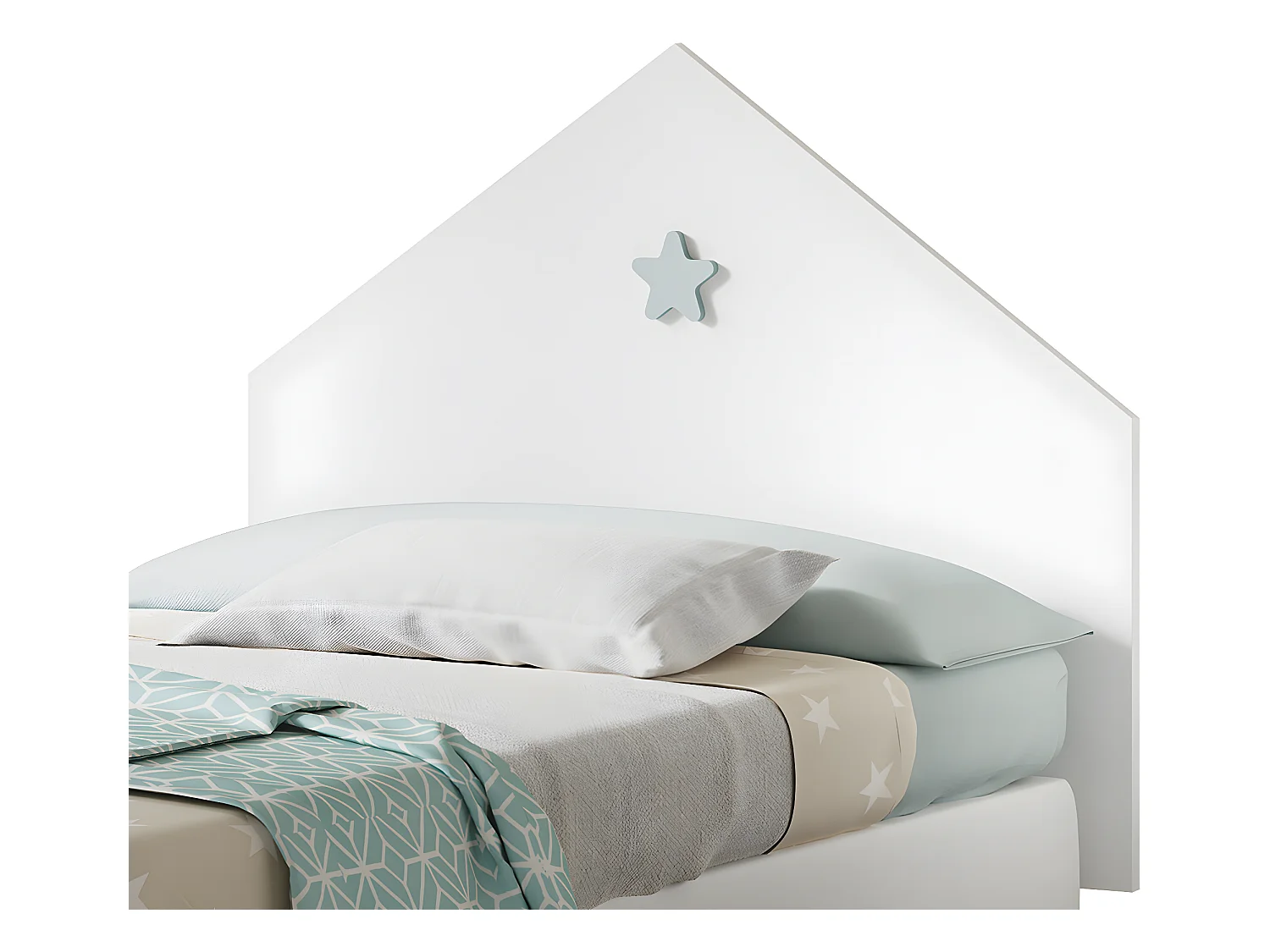 Tête de lit enfant, coloris blanc - Hauteur 80 x Longueur 100 x Profondeur 1.6 cm