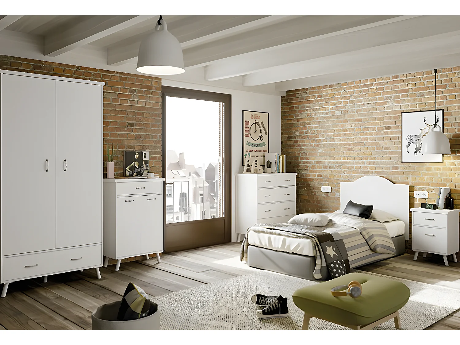 Tête de lit enfant coloris blanc - Hauteur 80 x Longueur 100 x Profondeur 1.6 cm