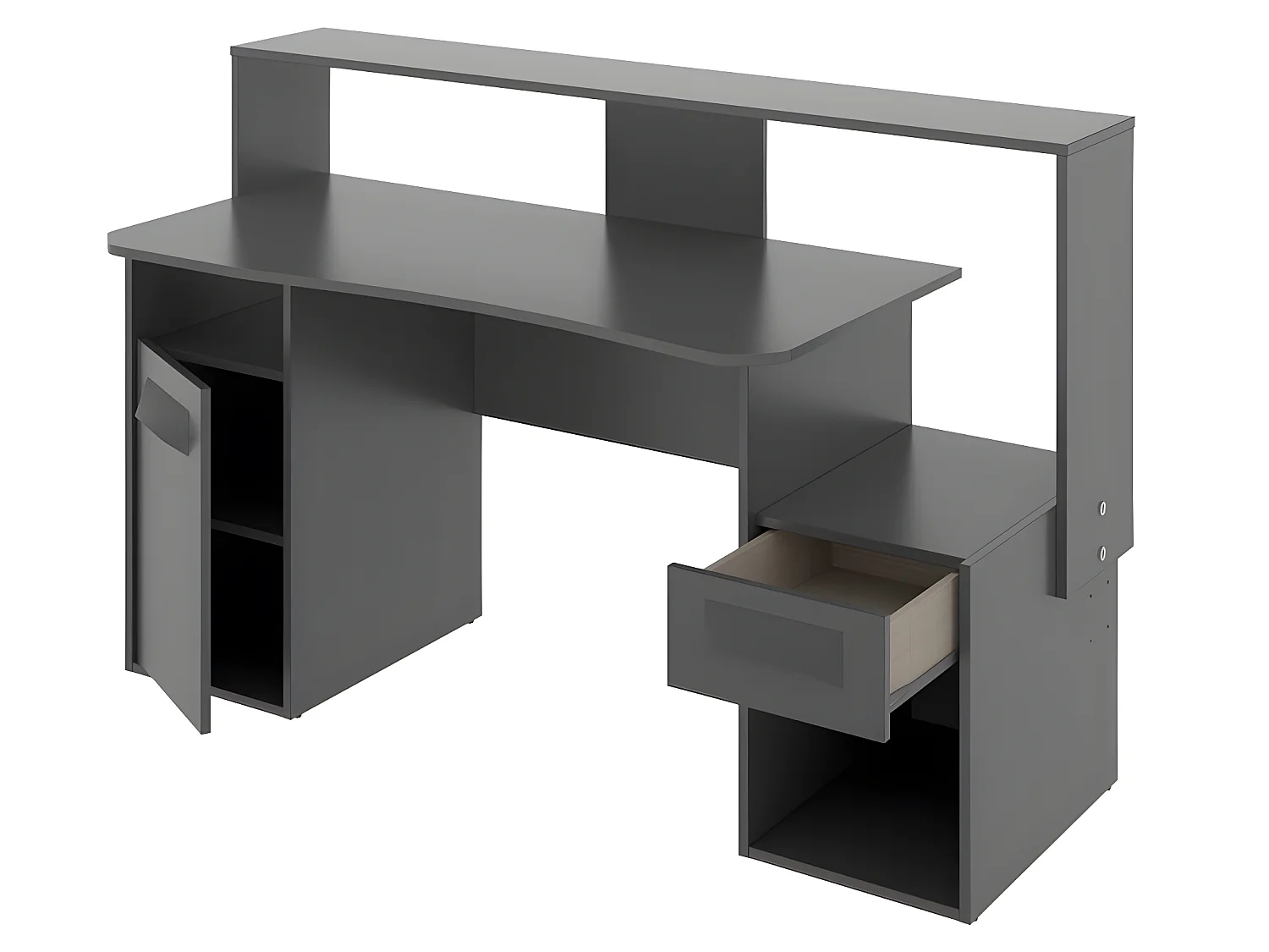 Bureau Gaming Table de jeu coloris graphite - Longueur 153,5 x Profondeur 62-68.5 x Hauteur 84.2-97 cm