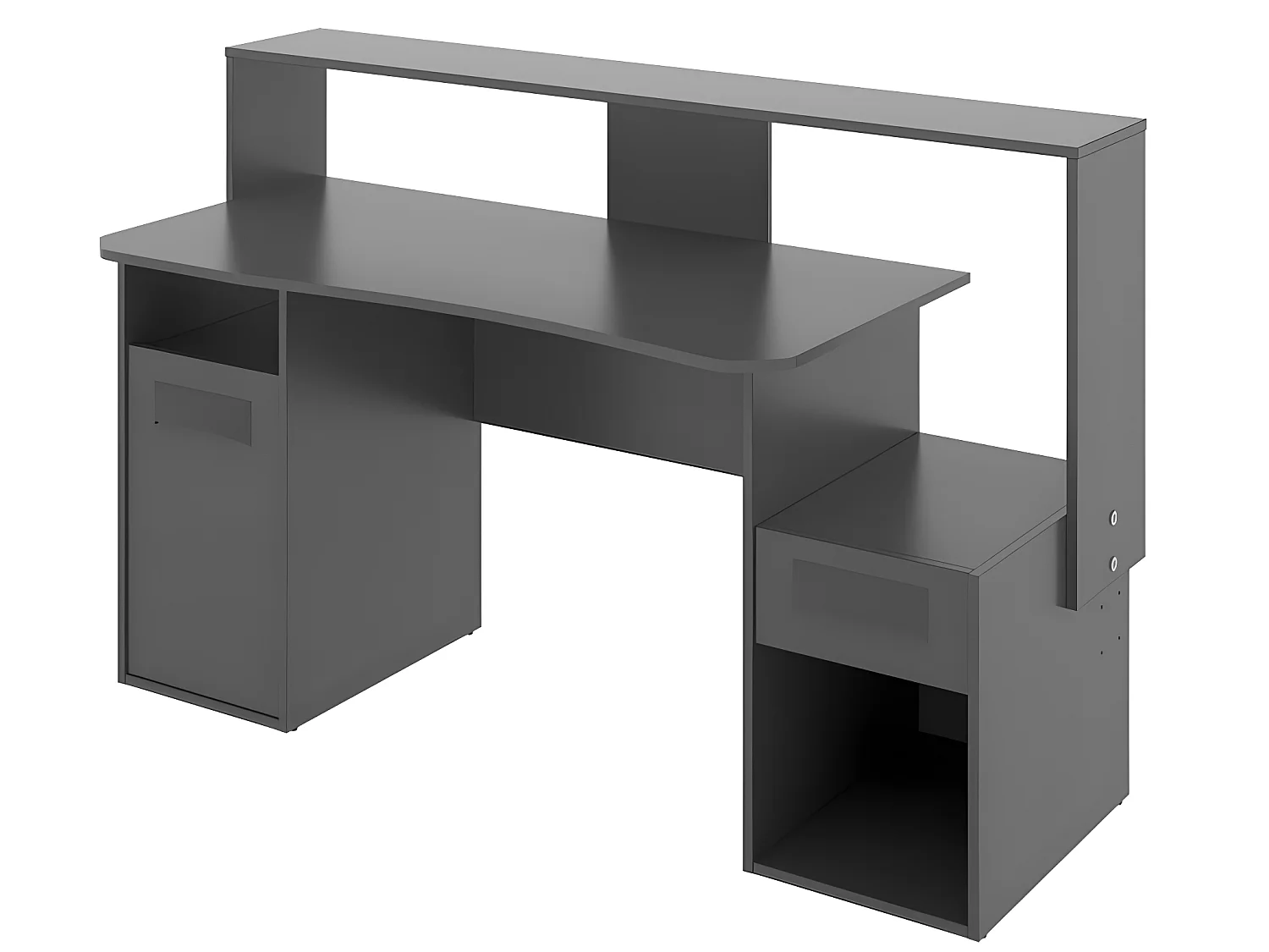 Bureau Gaming Table de jeu coloris graphite - Longueur 153,5 x Profondeur 62-68.5 x Hauteur 84.2-97 cm