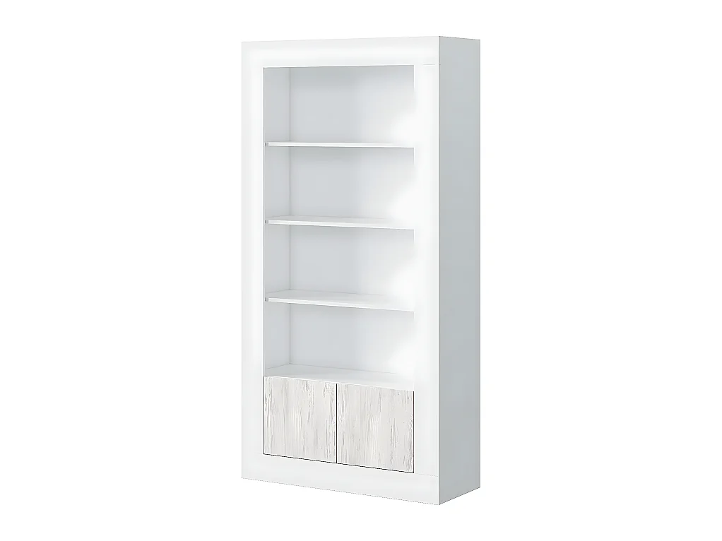 Bibliothèque avec 4 Tablettes coloris blanc artic / blanc poli -  Hauteur 181 x Longueur 94 x Profondeur 35 cm