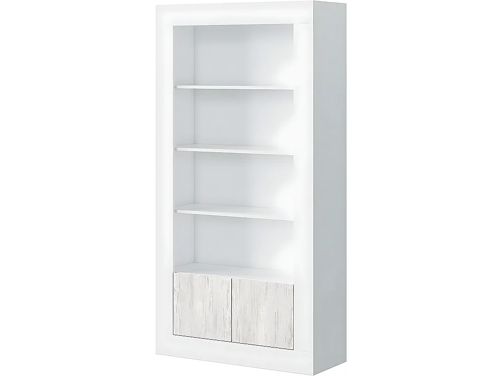 Bibliothèque avec 4 Tablettes coloris blanc artic / blanc poli -  Hauteur 181 x Longueur 94 x Profondeur 35 cm
