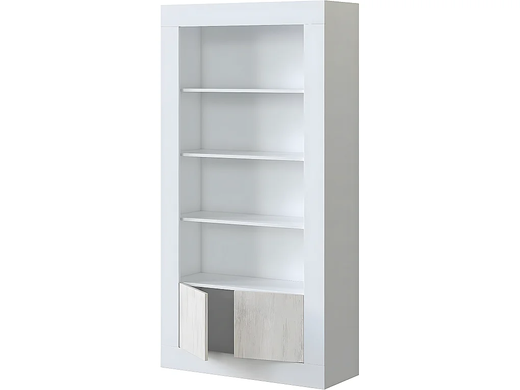 Bibliothèque avec 4 Tablettes coloris blanc artic / blanc poli -  Hauteur 181 x Longueur 94 x Profondeur 35 cm