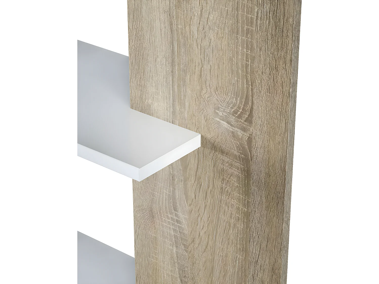 Bibliothèque avec 5 étagères coloris Blanc / Chêne en mélamine - Dim: 180 x 90 x 25 cm