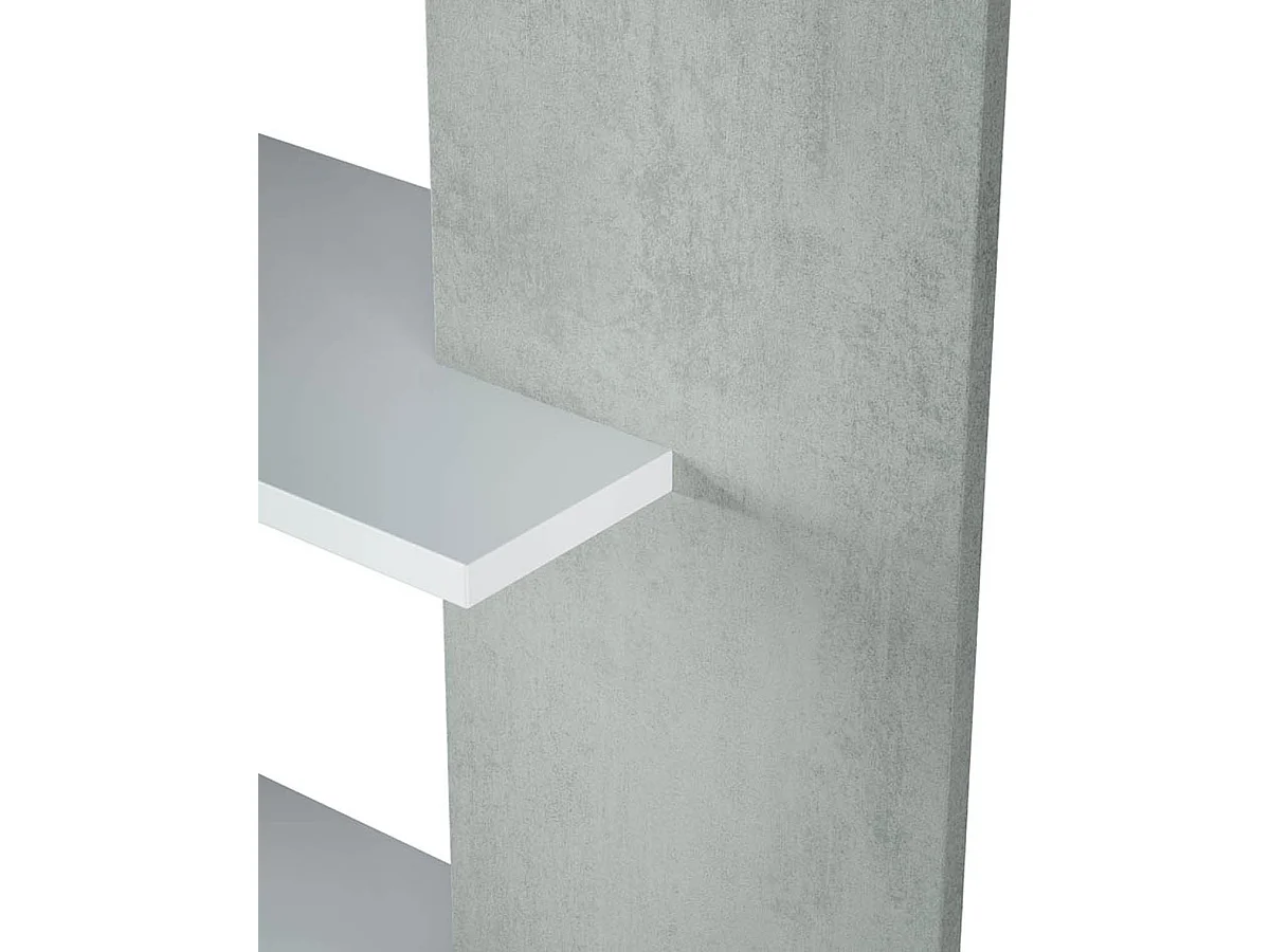 Bibliothèque avec 5 étagères coloris Blanc / Ciment en mélamine - Dim: 180 x 90 x 25 cm