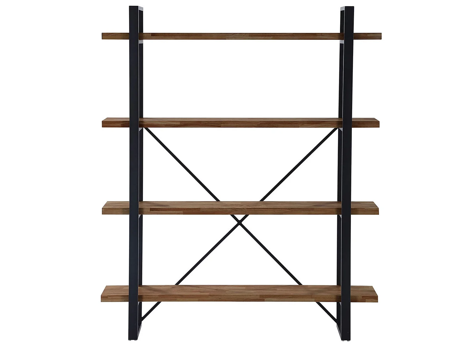 Bibliothèque avec 5 étagères coloris chêne américain / noir - Largeur 150 x Profondeur 35 x Hauteur 180 cm