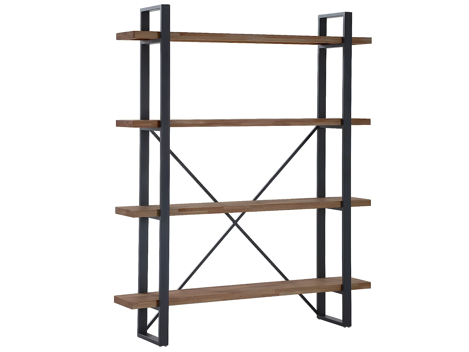 Bibliothèque avec 5 étagères coloris chêne américain / noir - Largeur 150 x Profondeur 35 x Hauteur 180 cm