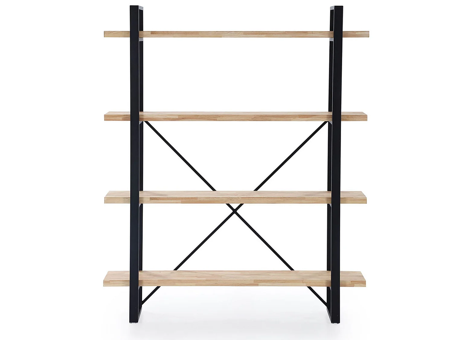 Bibliothèque avec 5 étagères coloris chêne nordique / noir - Largeur 150 x Profondeur 35 x Hauteur 180 cm