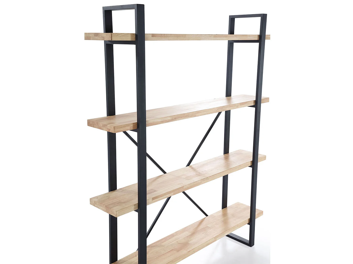 Bibliothèque avec 5 étagères coloris chêne nordique / noir - Largeur 150 x Profondeur 35 x Hauteur 180 cm