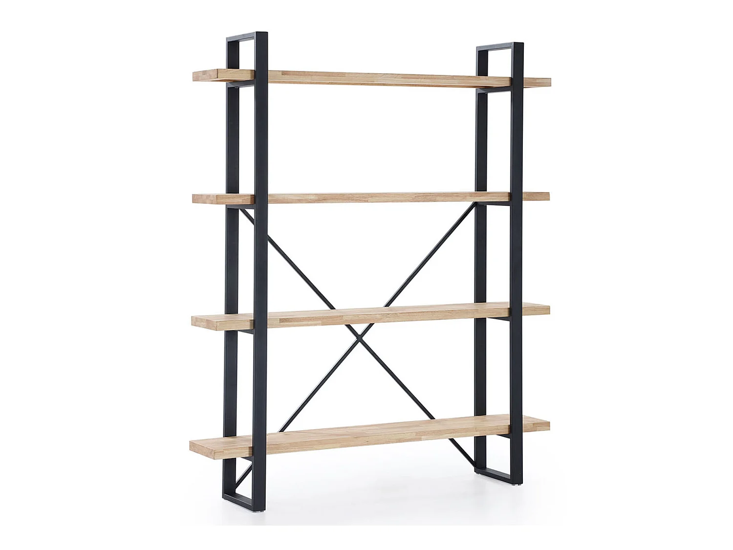 Bibliothèque avec 5 étagères coloris chêne nordique / noir - Largeur 150 x Profondeur 35 x Hauteur 180 cm