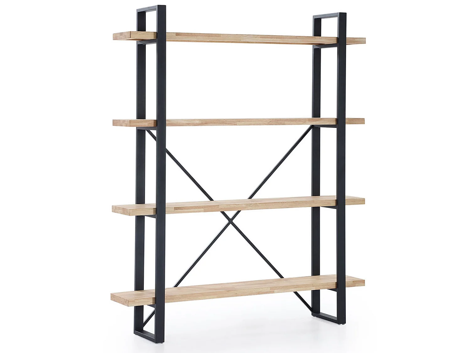 Bibliothèque avec 5 étagères coloris chêne nordique / noir - Largeur 150 x Profondeur 35 x Hauteur 180 cm