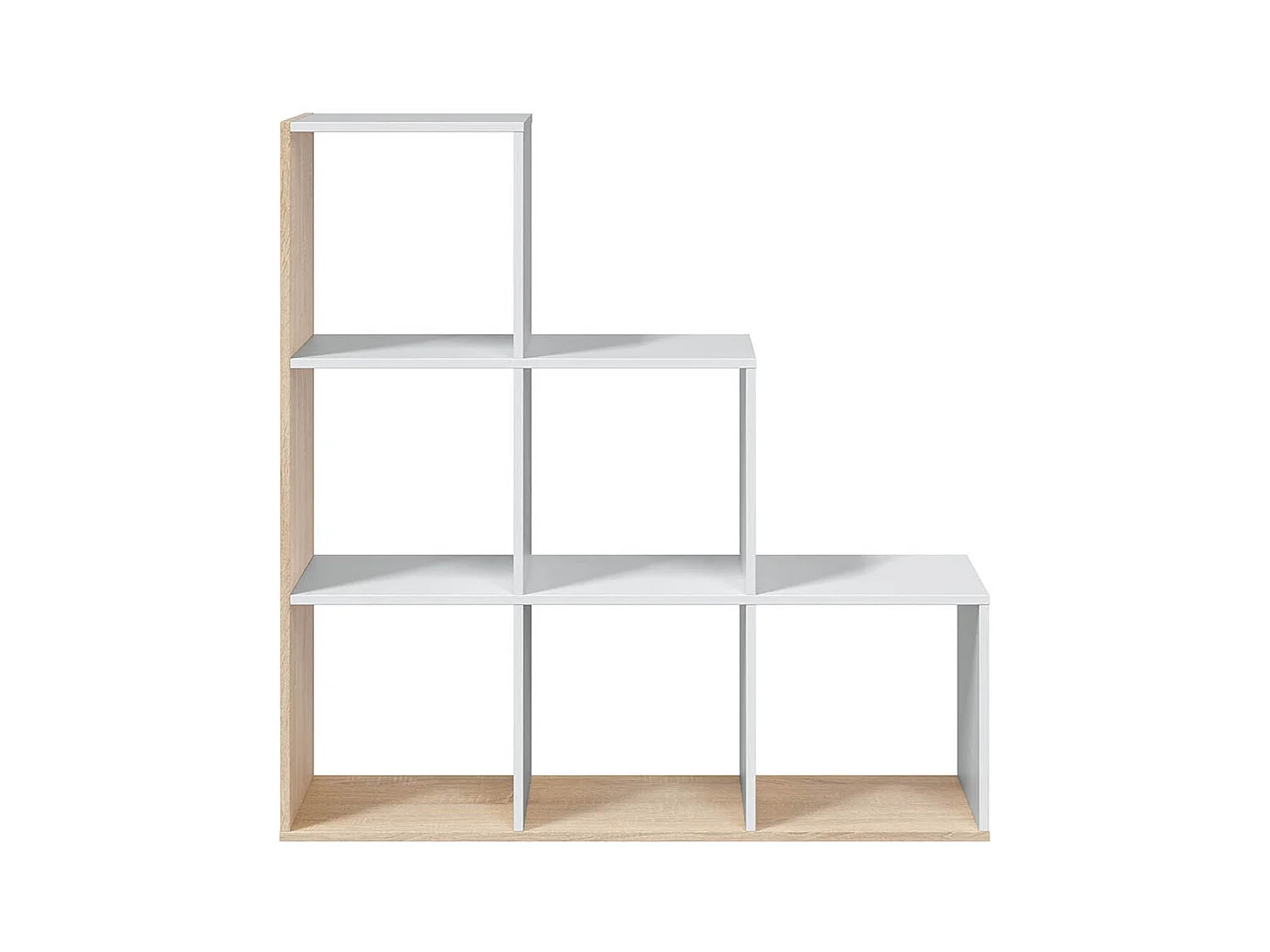 Bibliothèque escalier cube coloris chêne candiene / blanc artic -  Hauteur 110 x Longueur 108 x Profondeur 28 cm