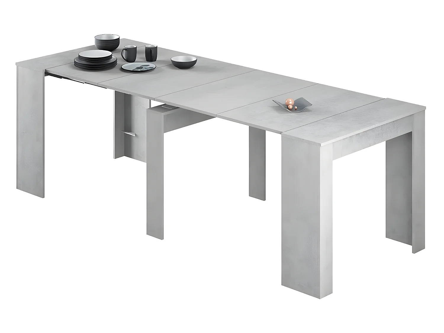 Table console Extensible coloris béton -78 x 90 x 50 cm
