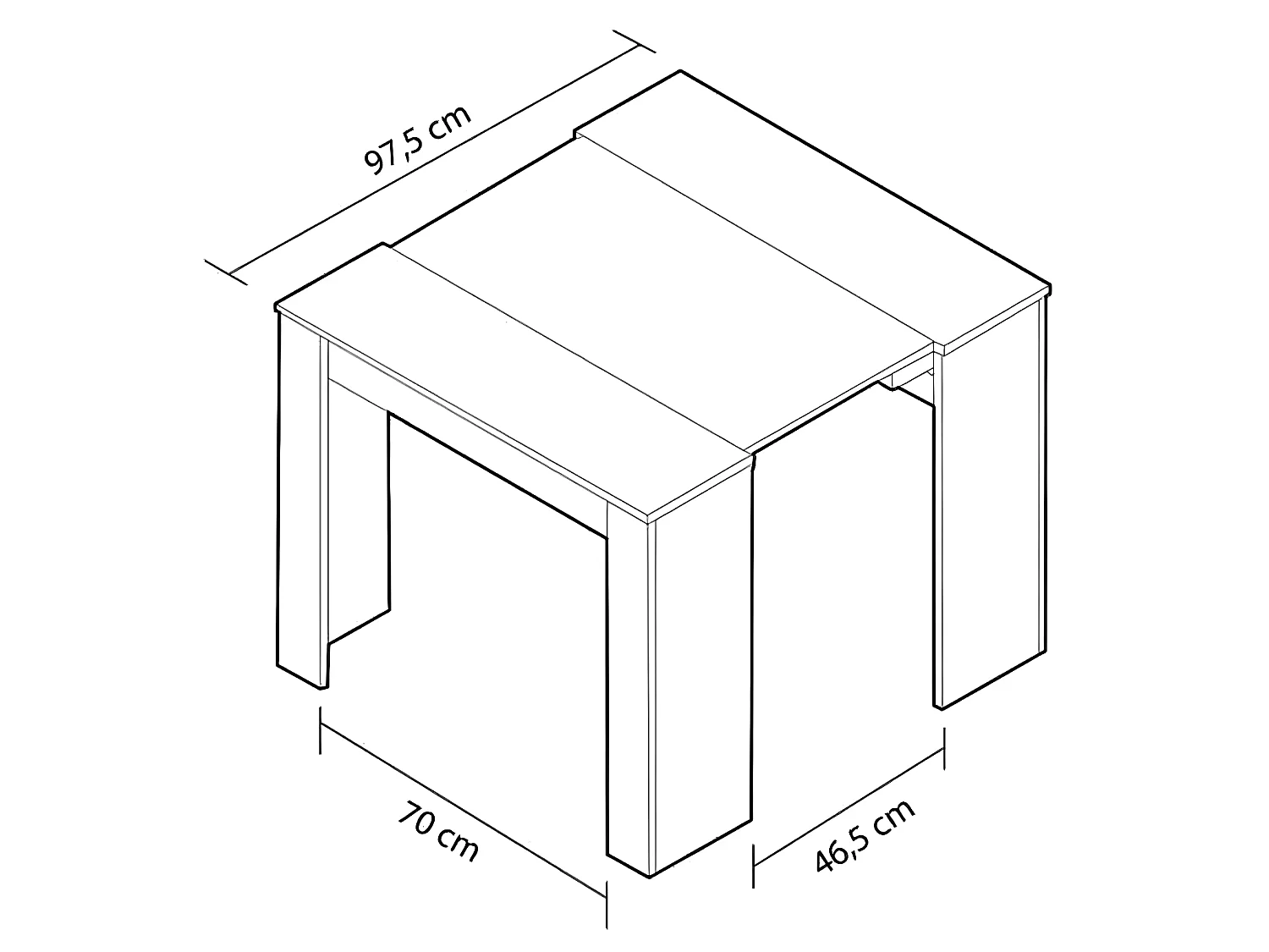 Table console Extensible coloris béton -78 x 90 x 50 cm