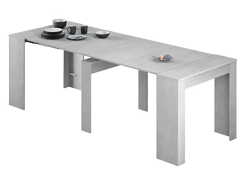 Table console Extensible coloris béton -78 x 90 x 50 cm