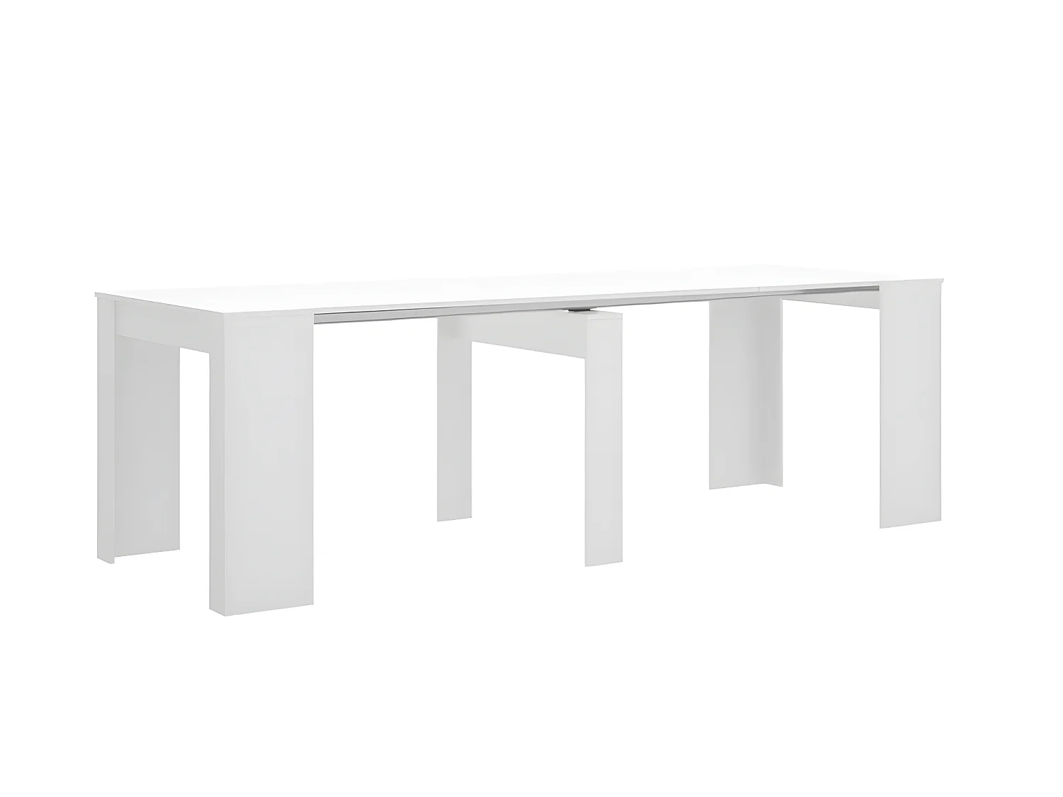 Table console extensible en chêne blanc brillant - Longueur 54-239 x Hauteur 77 x Profondeur 90 cm
