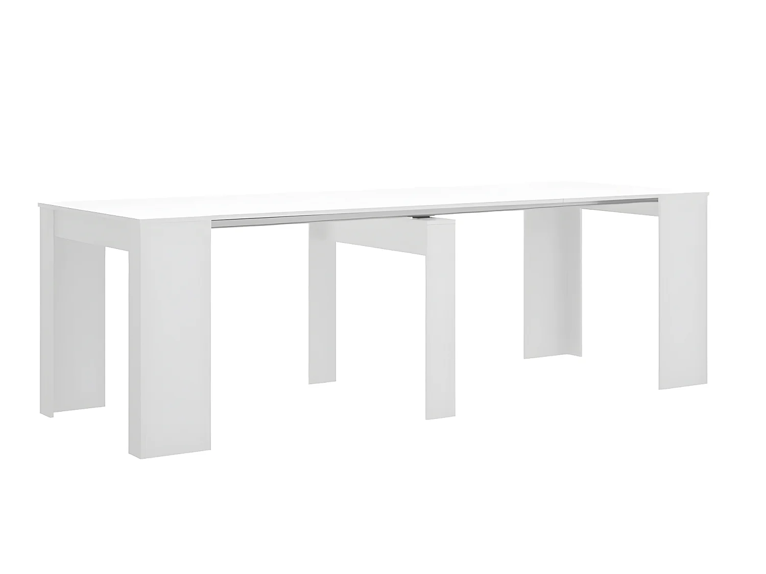 Table console extensible en chêne blanc brillant - Longueur 54-239 x Hauteur 77 x Profondeur 90 cm