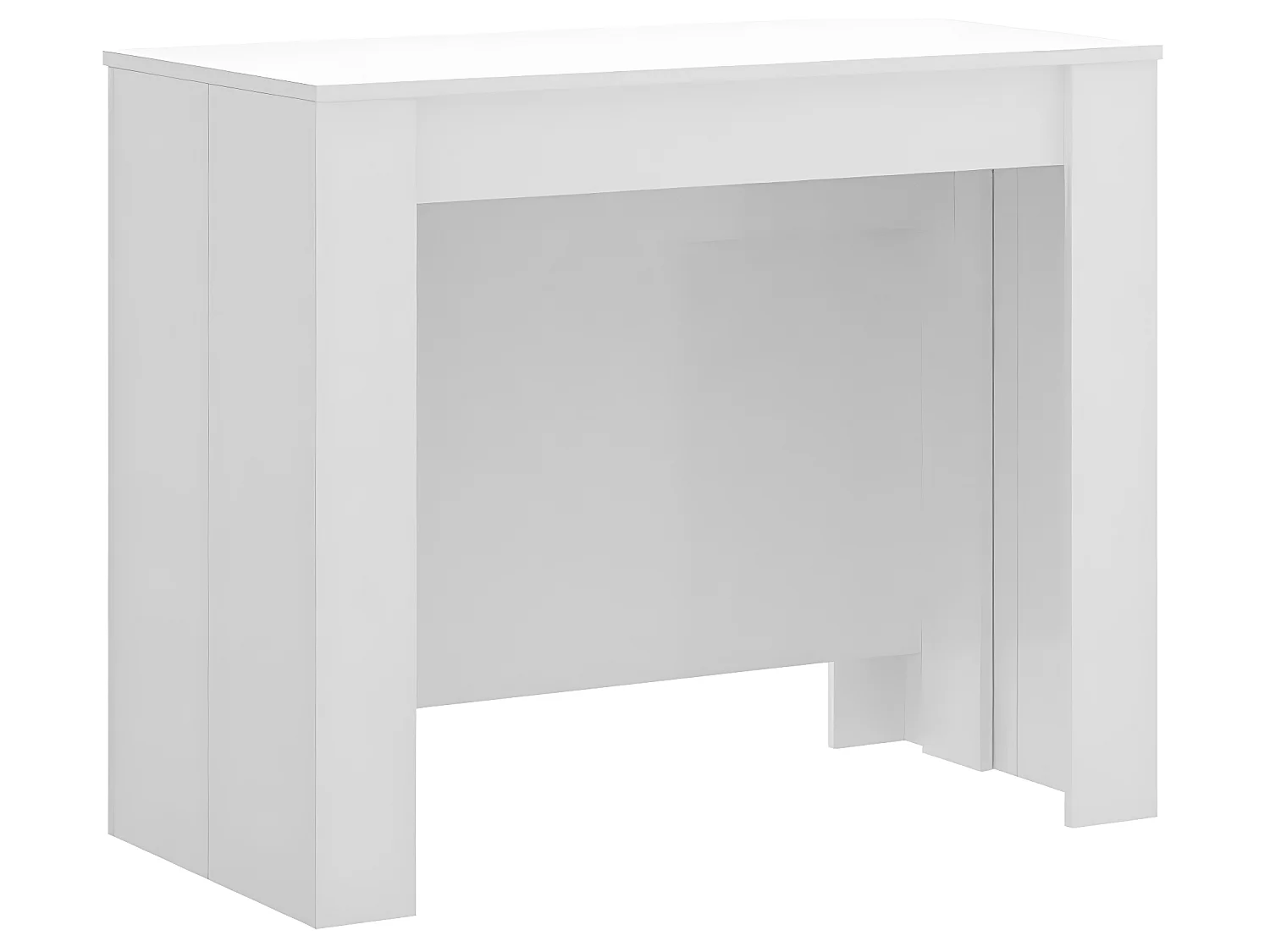 Table console extensible en chêne blanc brillant - Longueur 54-239 x Hauteur 77 x Profondeur 90 cm