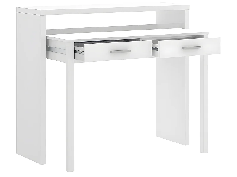 Console Extensible Bureau coloris blanc brillant - Longueur 99 x Profondeur 36 x Hauteur 88 cm