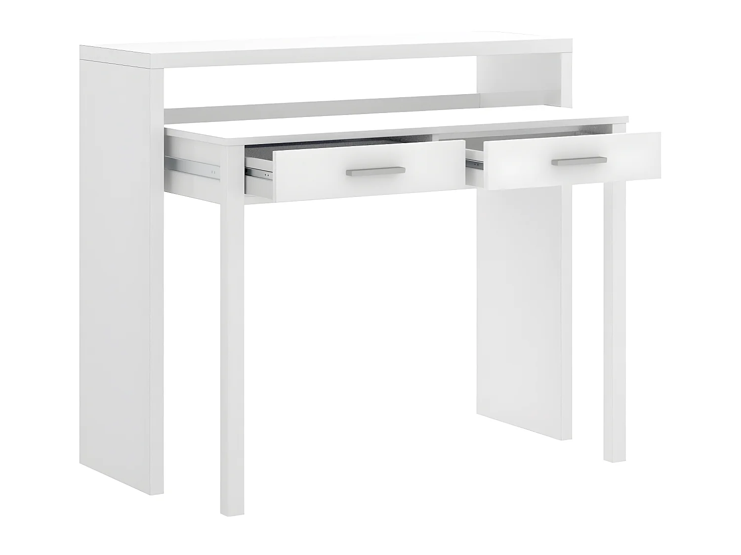 Console Extensible Bureau coloris blanc brillant - Longueur 99 x Profondeur 36 x Hauteur 88 cm