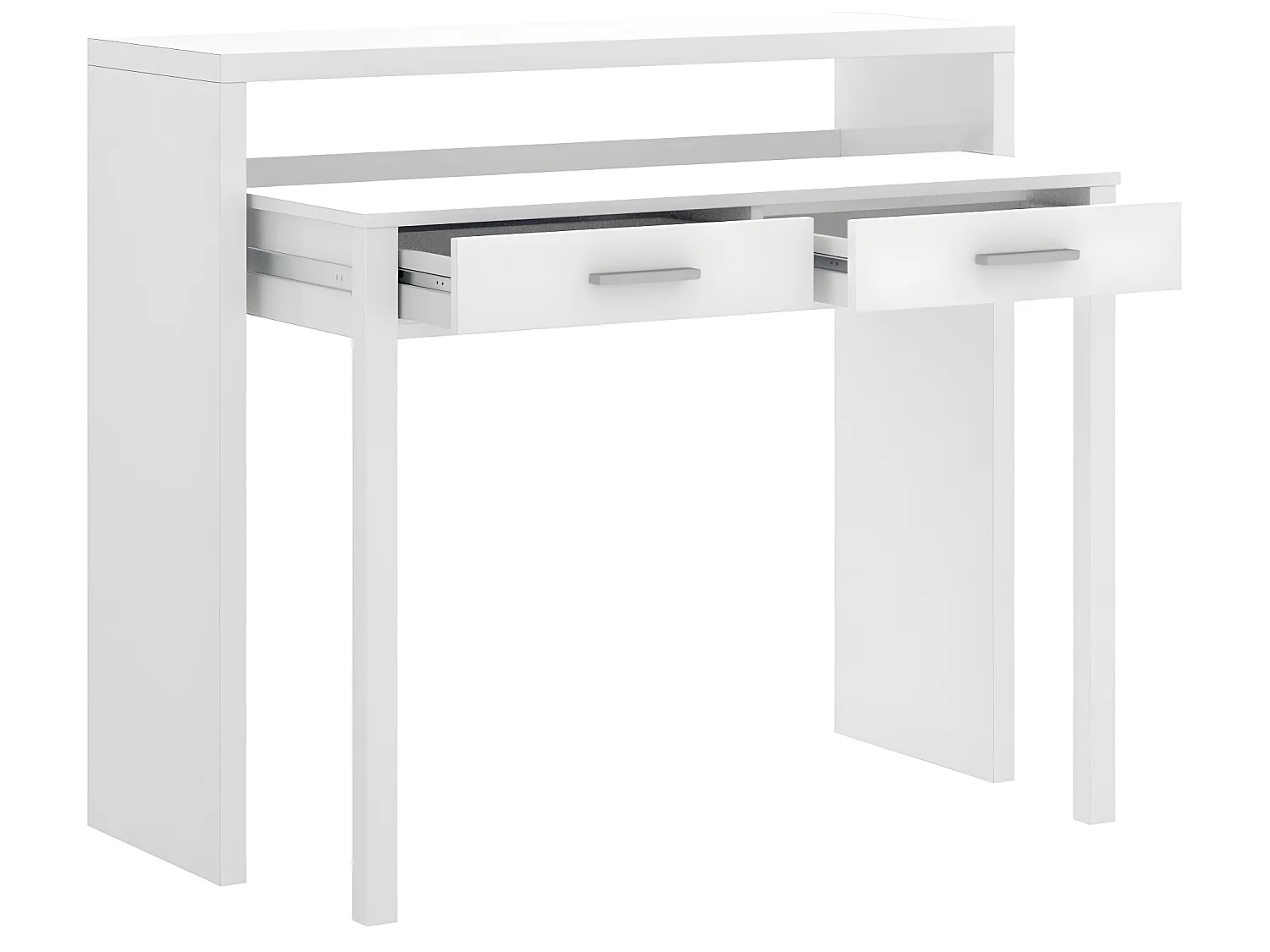 Console Extensible Bureau coloris blanc brillant - Longueur 99 x Profondeur 36 x Hauteur 88 cm