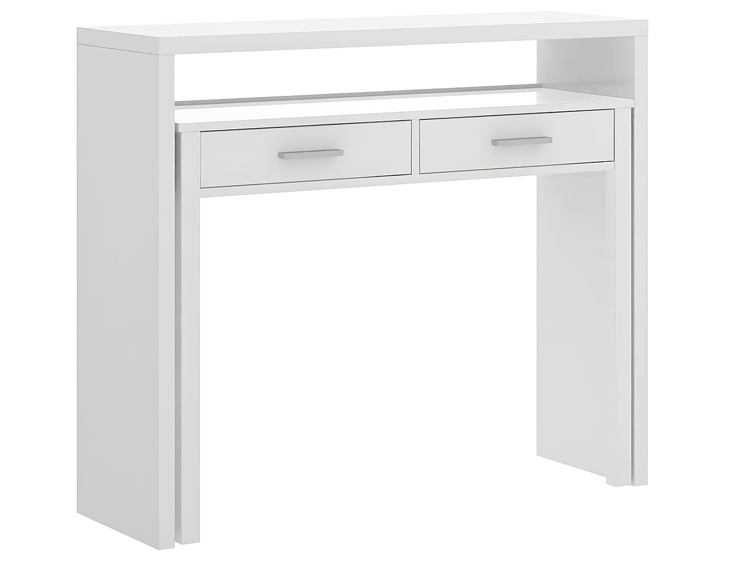 Console Extensible Bureau coloris blanc brillant - Longueur 99 x Profondeur 36 x Hauteur 88 cm