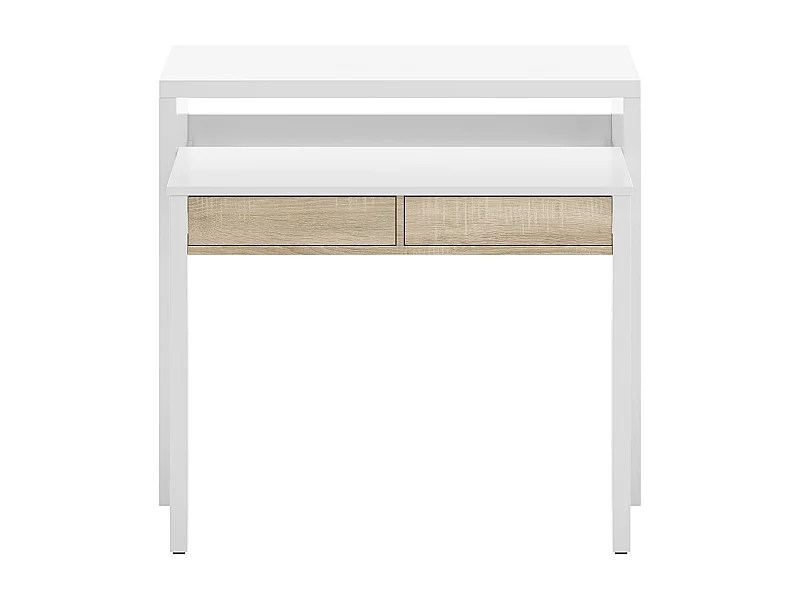 Console extensible coloris blanc et chêne - Dim : 88 x 99 x 36 cm