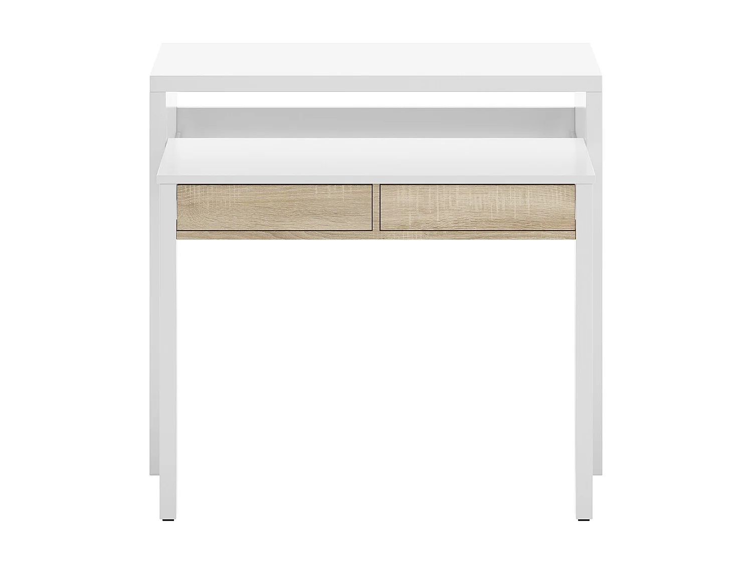 Console extensible coloris blanc et chêne - Dim : 88 x 99 x 36 cm