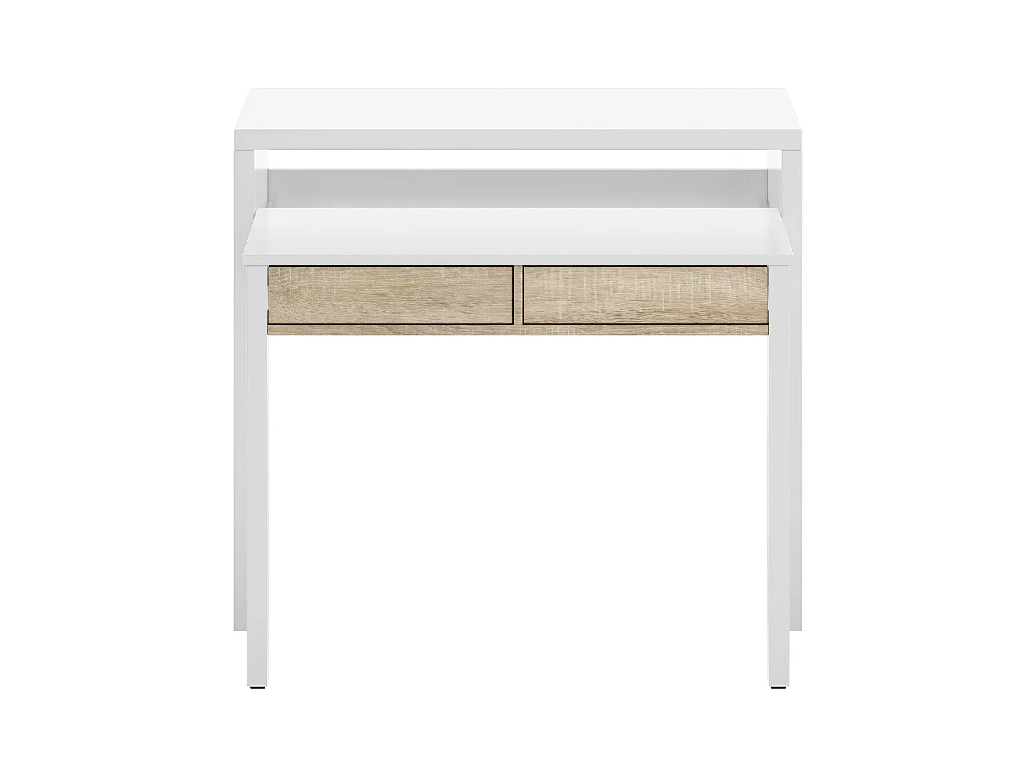 Console extensible coloris blanc et chêne - Dim : 88 x 99 x 36 cm