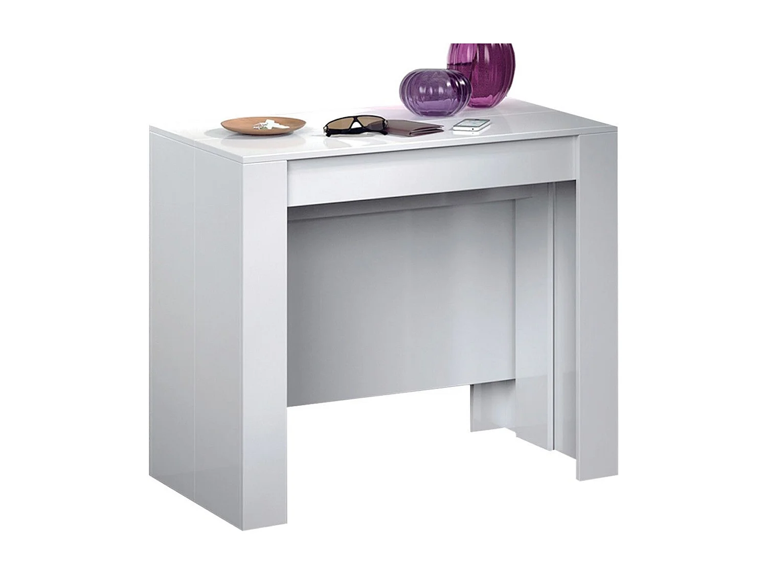 Console extensible coloris Blanc - Dim : 90 x 78 x 50 - 235 cm