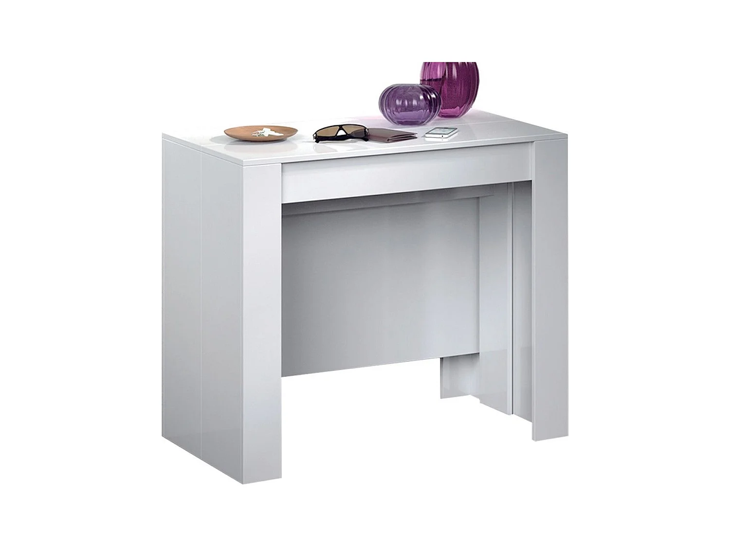 Console extensible coloris Blanc - Dim : 90 x 78 x 50 - 235 cm
