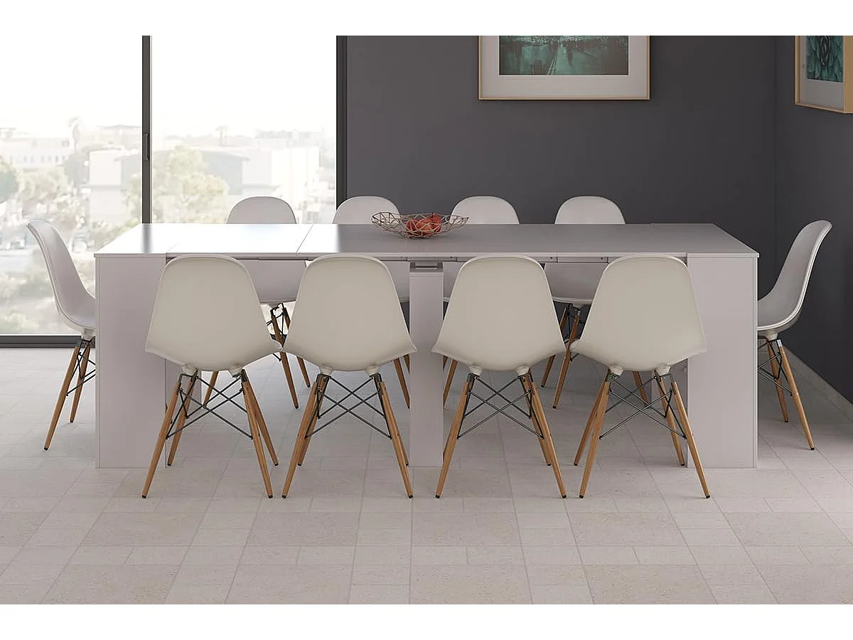 Console extensible coloris Blanc - Dim : 90 x 78 x 50 - 235 cm