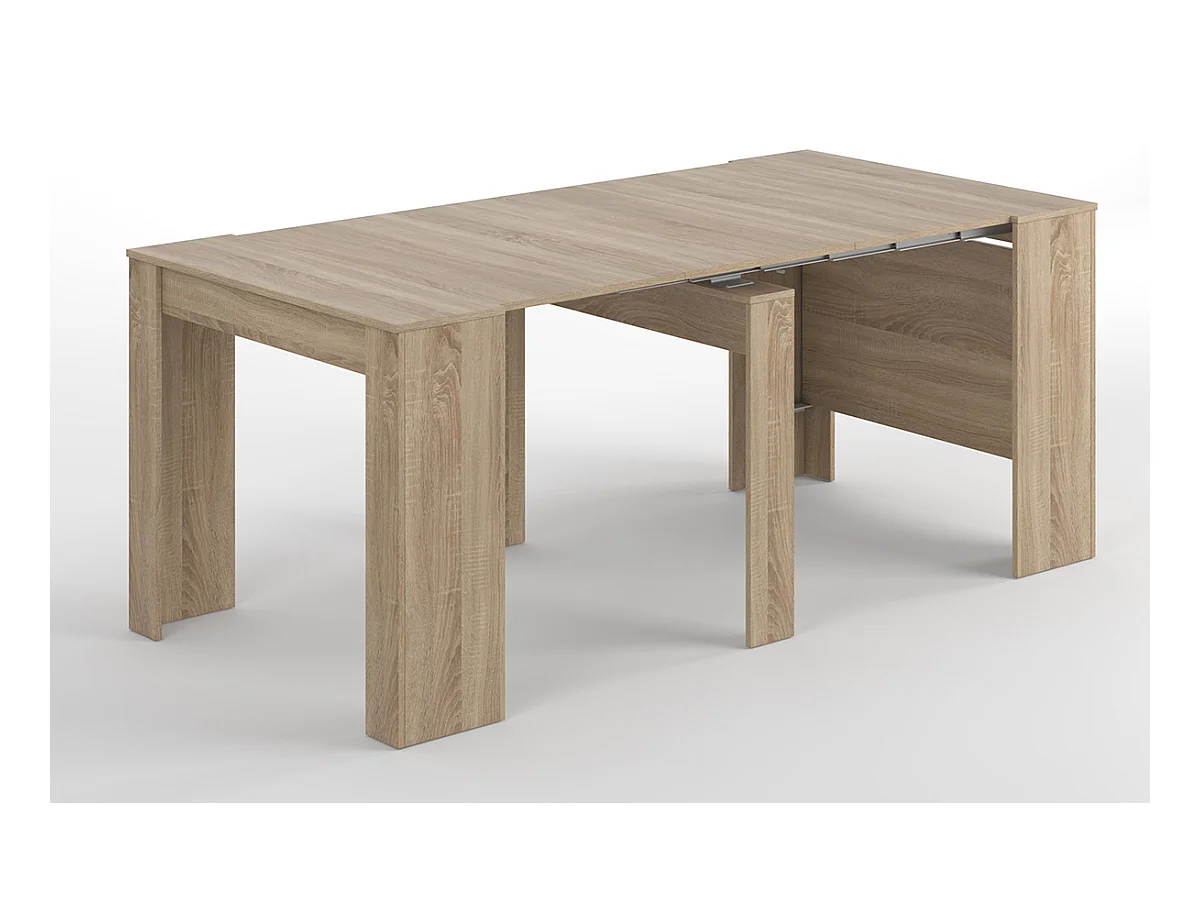 Console extensible coloris chêne canadien - Dim : 90 x 78 x 50 - 235 cm