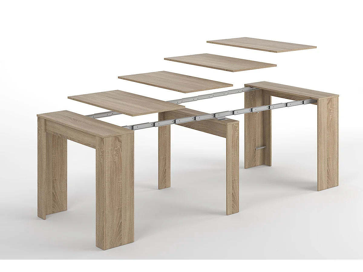 Console extensible coloris chêne canadien - Dim : 90 x 78 x 50 - 235 cm
