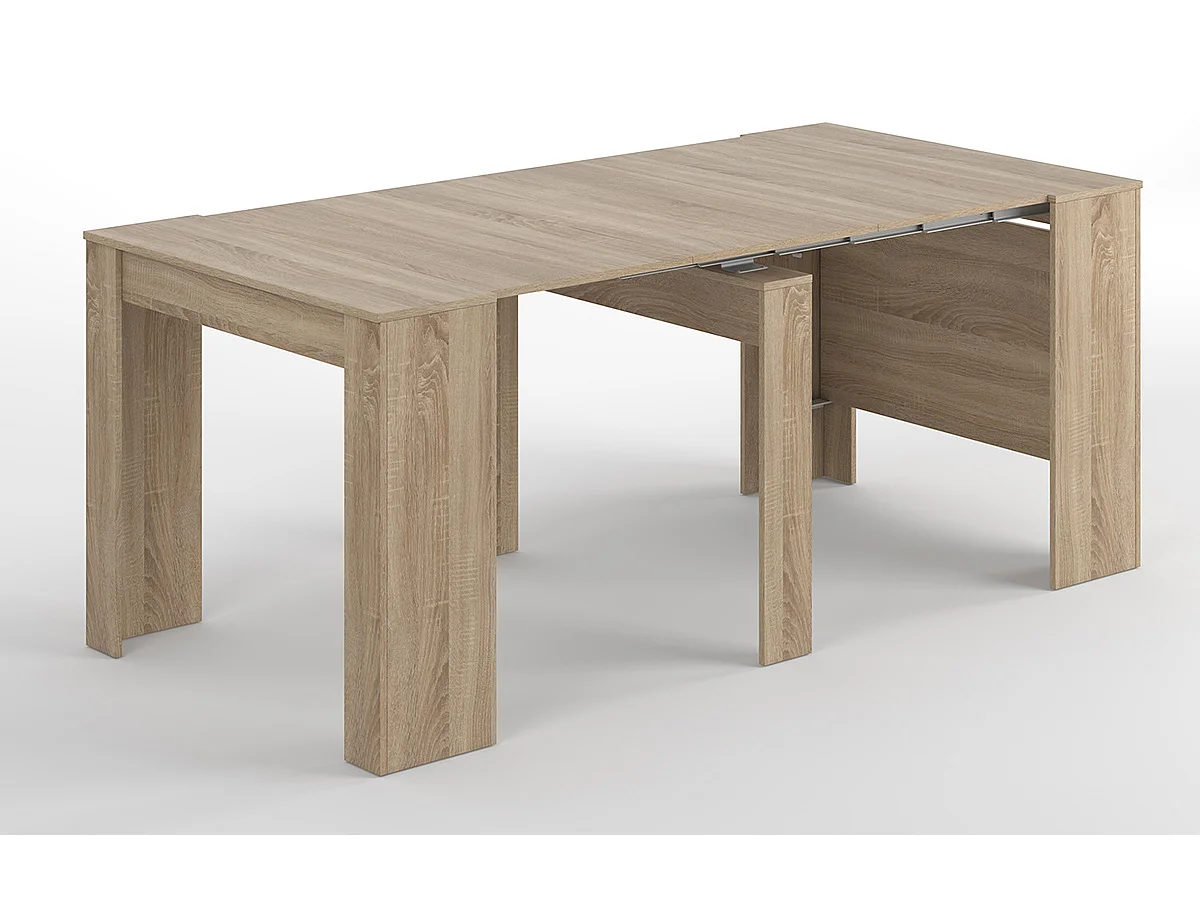 Console extensible coloris chêne canadien - Dim : 90 x 78 x 50 - 235 cm