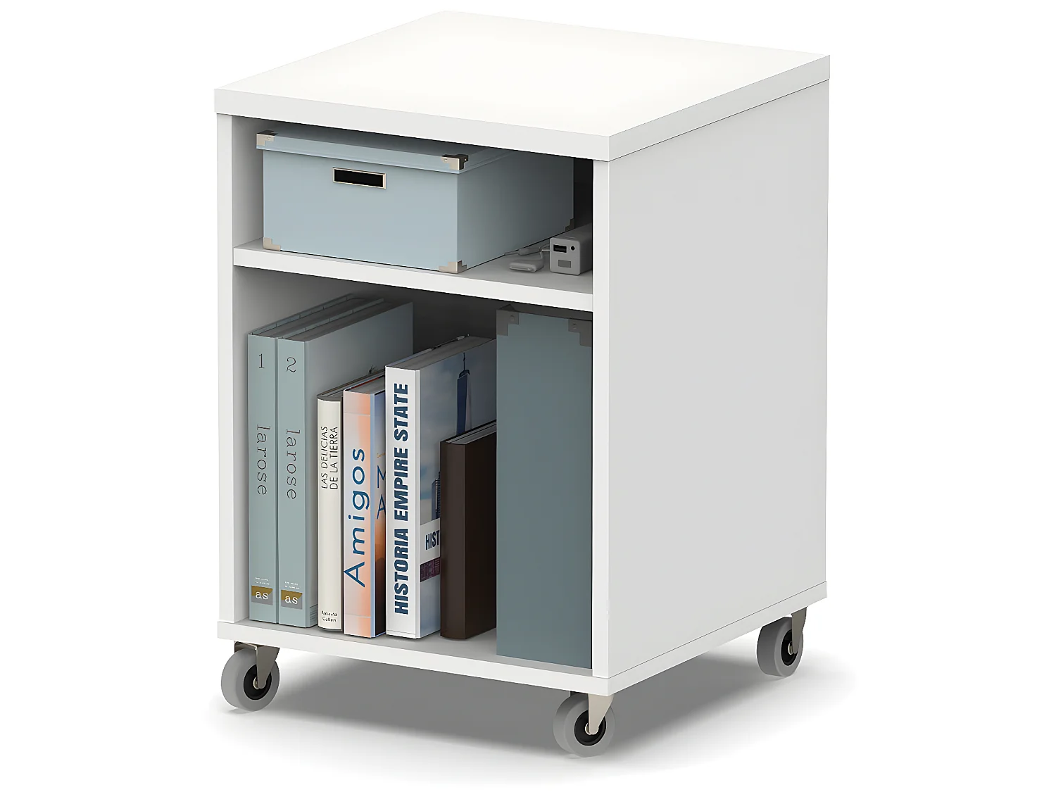 Caisson à roulettes coloris blanc - Hauteur 55 x Longueur 40 x Profondeur 40 cm