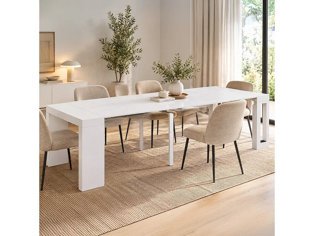 Table Console extensible Loki Blanc laqué