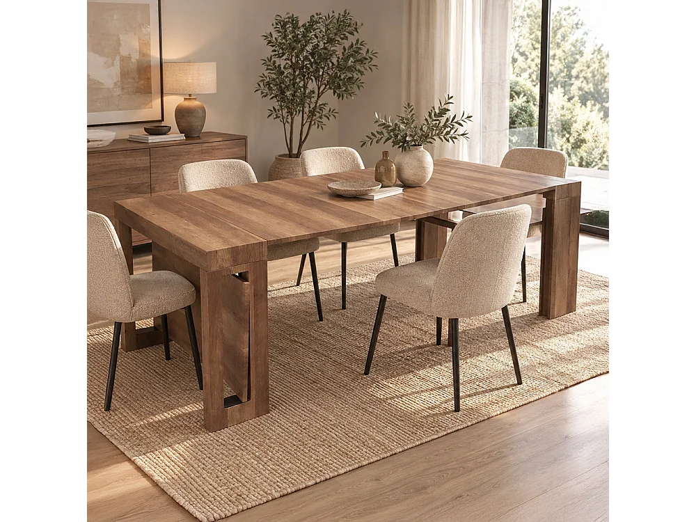 Table Console extensible Loki imitation Chêne Vintage