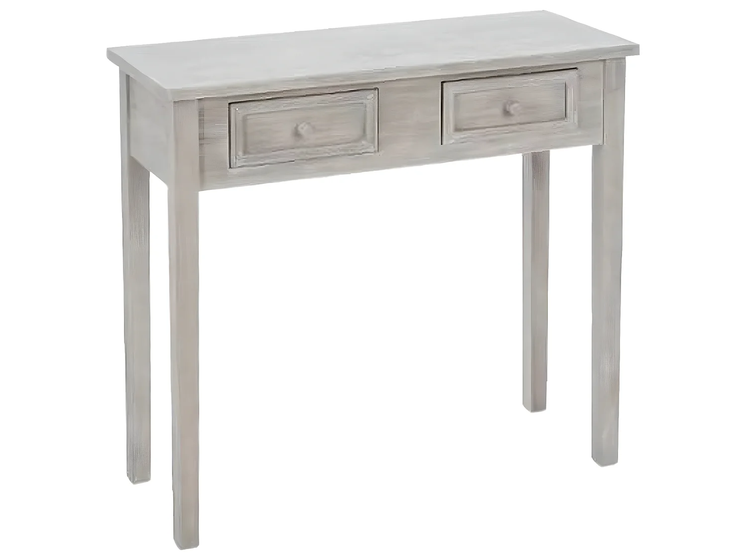 Console de 2 Tiroirs en bois blanchi - L80 x P30 x H76 cm