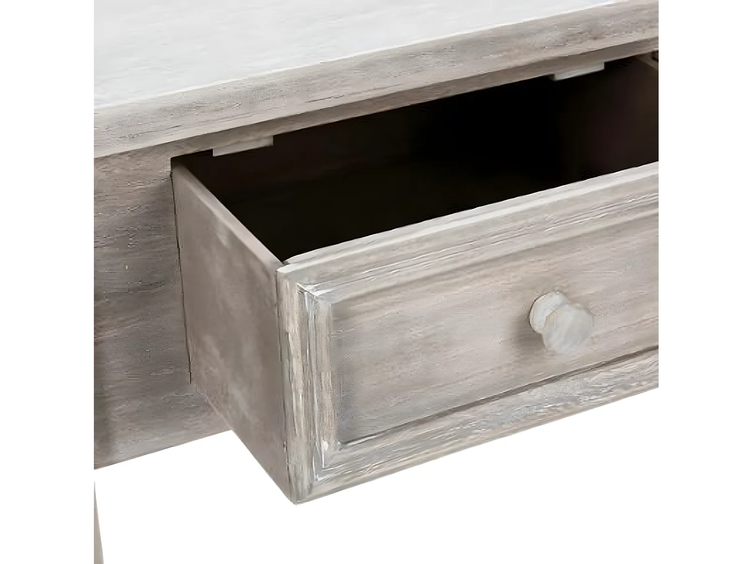 Console de 2 Tiroirs en bois blanchi - L80 x P30 x H76 cm