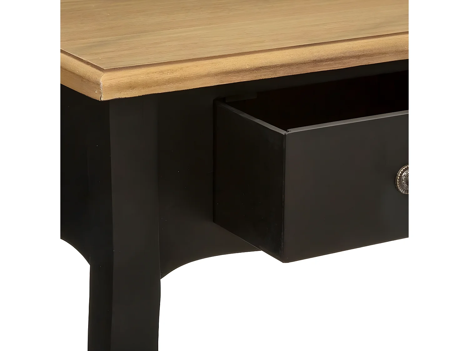 Console en bois avec 2 tiroirs coloris noir / chêne - Longueur 87 x Profondeur 34 x Hauteur 78 cm
