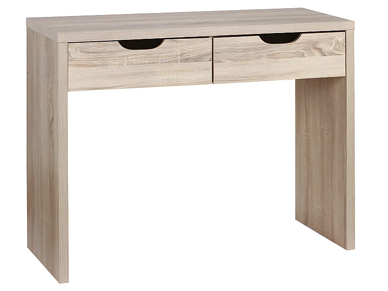 Console 2 tiroirs Andy couleur bois naturel chêne clair, H89 x P39 x L100 cm