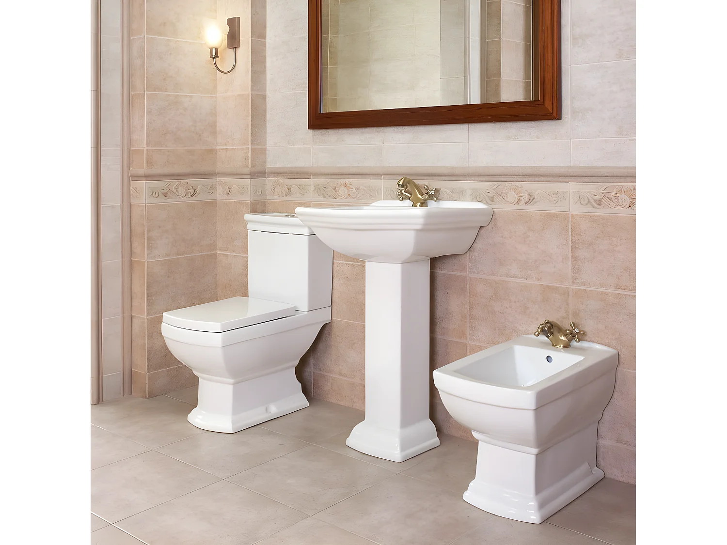 Lavabo rétro sur colonne DERBY 60 cm en céramique